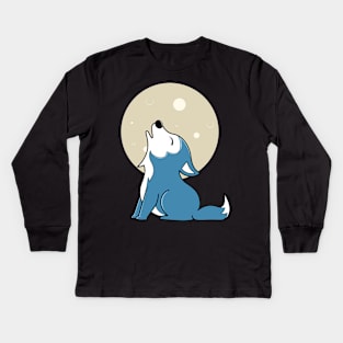 Baby Wolf Moon Kids Long Sleeve T-Shirt